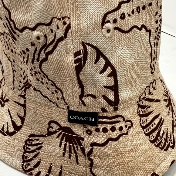 COACH BEIGE AND BROWN SEASHELL BUCKET HAT - Picture 3 of 10